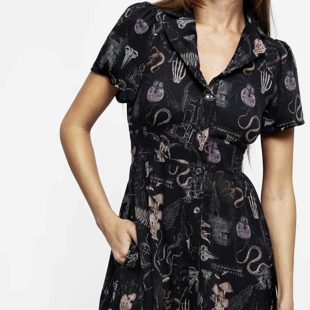 Maudeline Victoriana Print Eco-Viscose Mini Shirt